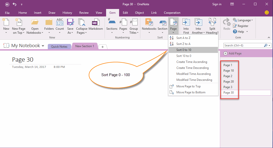 sort notebooks in onenote for mac
